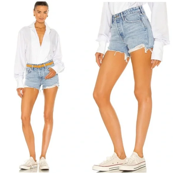 GRLFRND Helena High Rise Cut Off Shorts in NEWPORT SIZE 25 - Picture 3 of 12